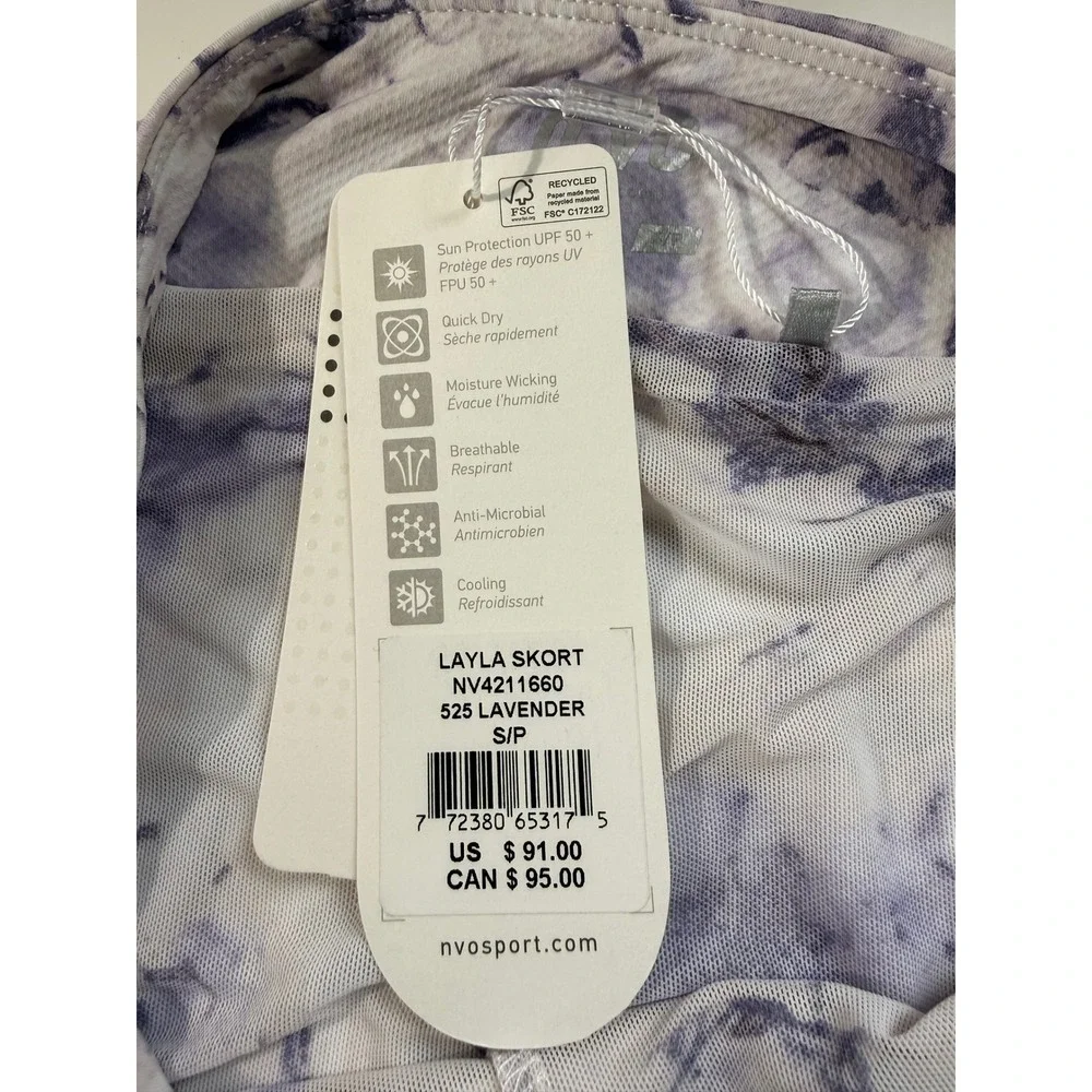 N'vo‎ Layla Skort Lavender Marble Print LivCool UPF 50 Golf Tennis Skirt Med NWT